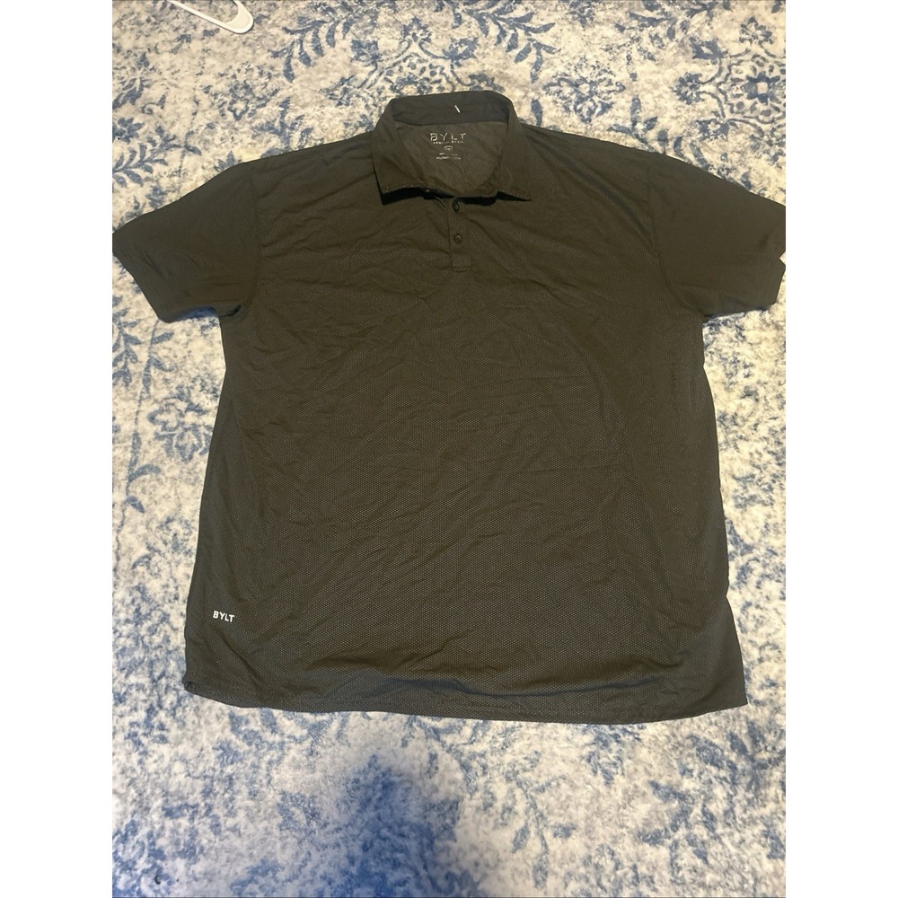 BYLT Polo Shirt Men Size XXL Dark Green Short Sleeve Stretch Premium Basics GUC